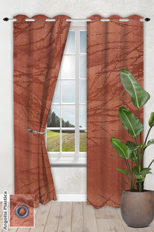 JUEGO DE CORTINA DOBLE PANEL EN TELA JACQUARD MARCA DU