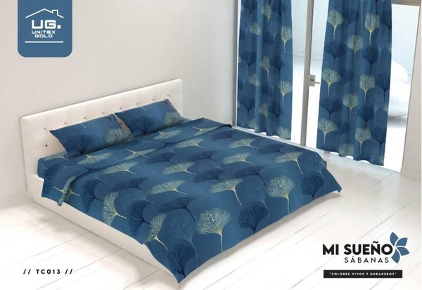JUEGO DE SABANA + CORTINA CAMA 140