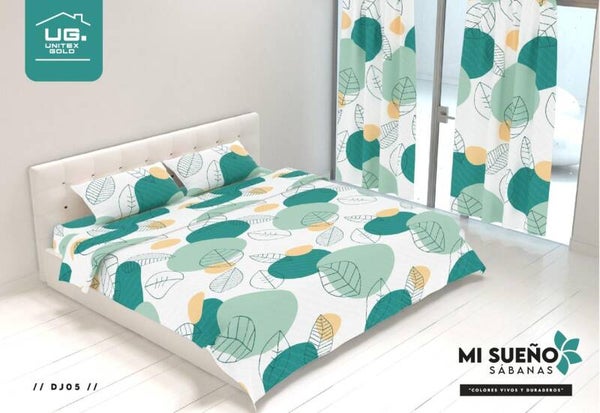 JUEGO DE SABANA CON CORTINA PARA CAMA 140