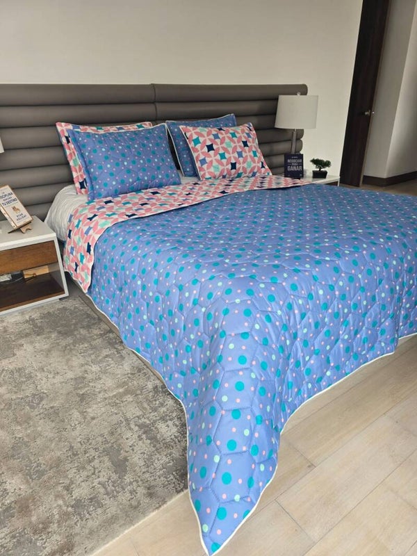 COLCHA DOBLE FAZ MARCA BELLISIMA PARA CAMA DE METRO - SEMIDOBLE - QUEEN Y KING