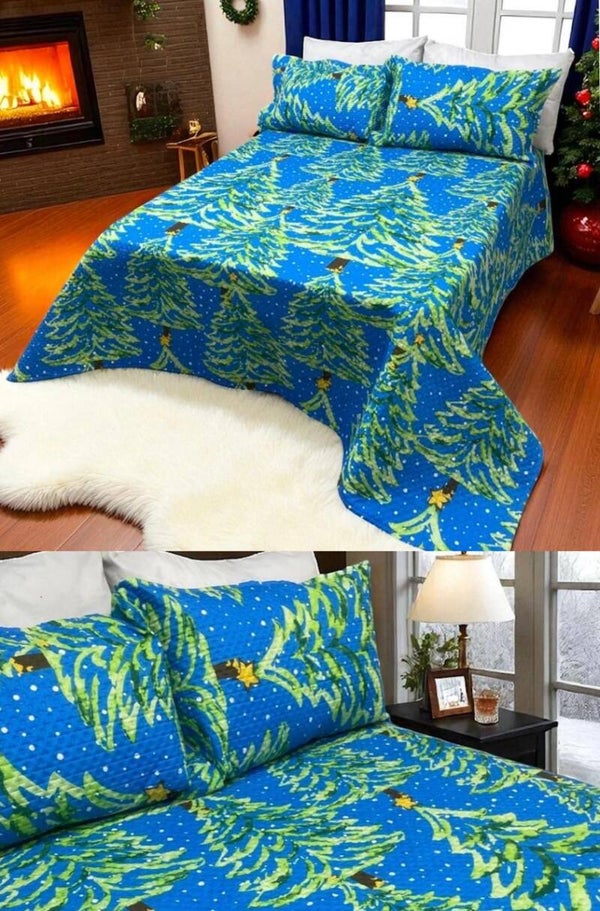 ACOLCHADO NAVIDEÑO UNIFAZ PARA CAMA 140