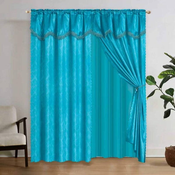 CORTINAS EN SATIN CON CENEFA Y VELO MARCA CASA REAL