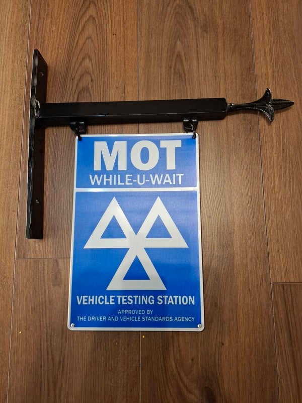 Retro MOT sign and bracket