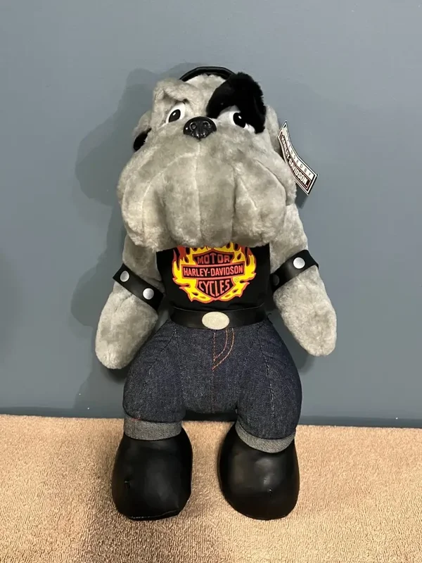 Vintage Harley Davidson PLUSH BULLDOG Stuffed Animal ~ Biker Dog 1993 ~ 15" Tall
