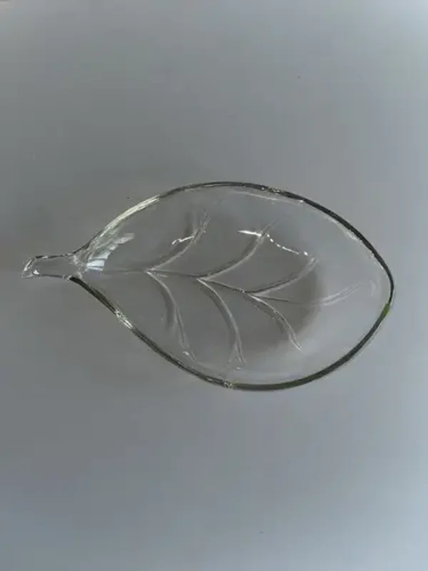 Vintage Glass Leaf Plate 8-3/4” in Length