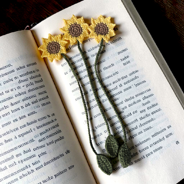 Marque-page tournesol au crochet