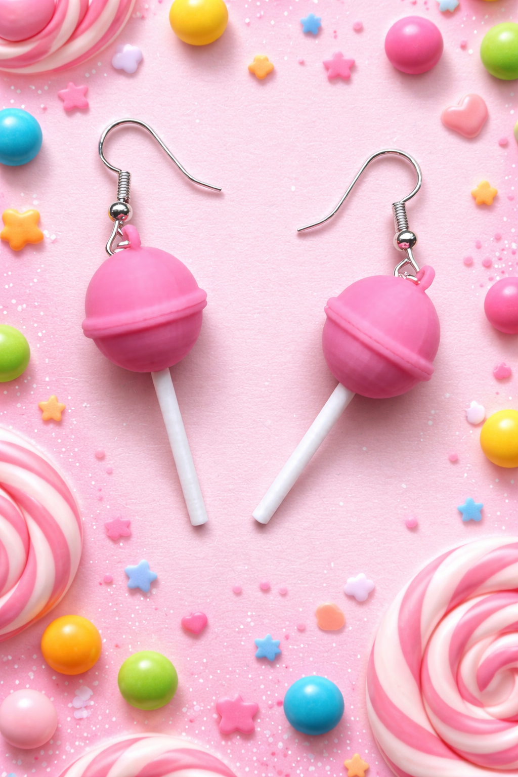 Roze lolly oorbellen