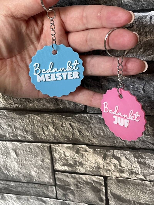 Sleutelhanger bedankt juf/meester