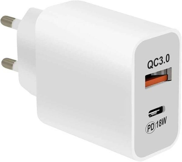 USB Type-C / USB Type-A Adapter 18 Watt - Universeel - Krachtige oplader / Oplaadstekker