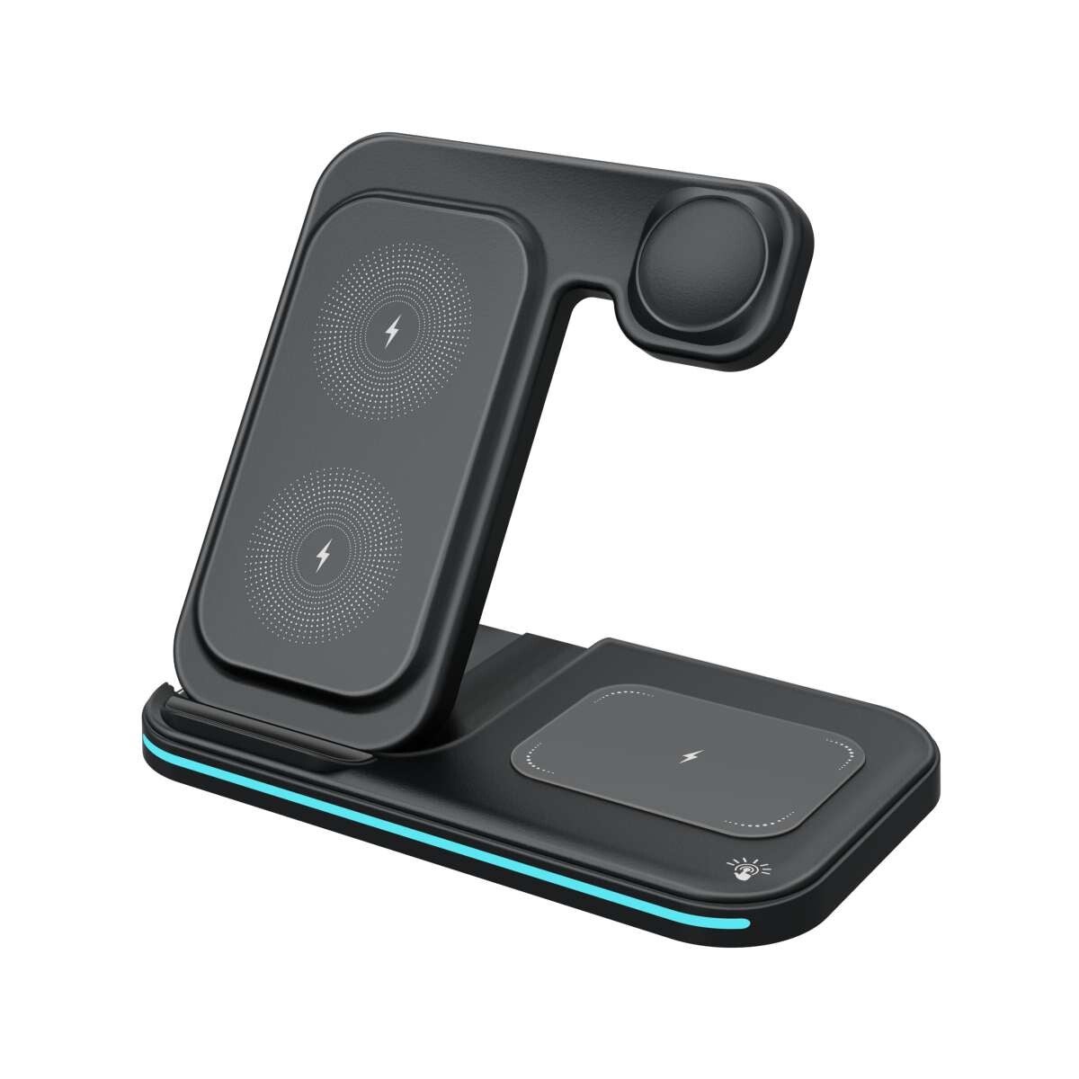 Draadloos Oplaadstation Compatibel met iPhone, Apple Watch en AirPods - 3-in-1 Draadloze Oplaadstandaard - 18W - Snellader Geschikt voor Apple Oplaadstation – Wireless Charger - Zwart