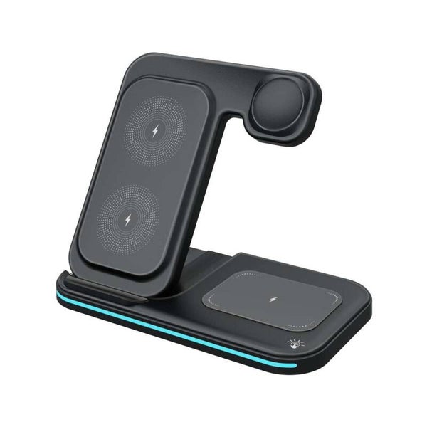 Draadloos Oplaadstation Compatibel met iPhone, Apple Watch en AirPods - 3-in-1 Draadloze Oplaadstandaard - 18W - Snellader Geschikt voor Apple Oplaadstation – Wireless Charger - Zwart
