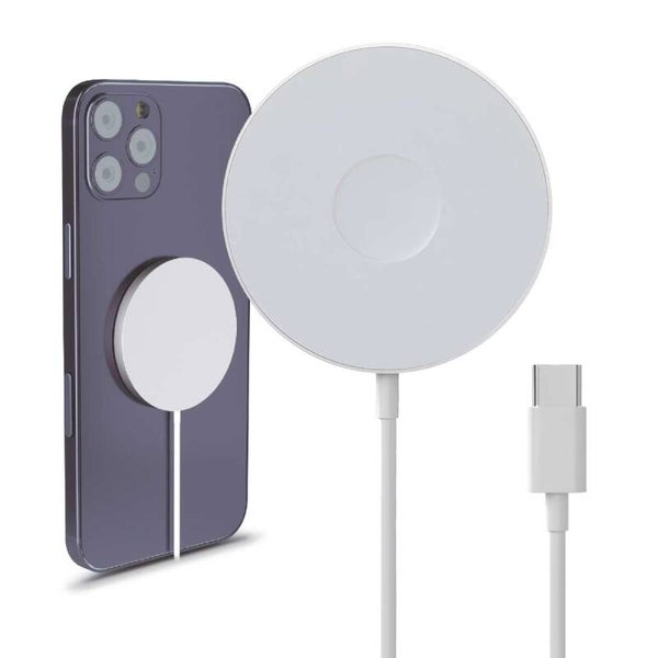 Magnetische Draadloze Oplader 15W Geschikt voor MagSafe iPhone 15/14/13/12 Series, AirPods 3/2/Pro, Apple Watch Alle Series, Samsung Galaxy Buds, S23/S22/S21/Note - USB C – 1M - Wit