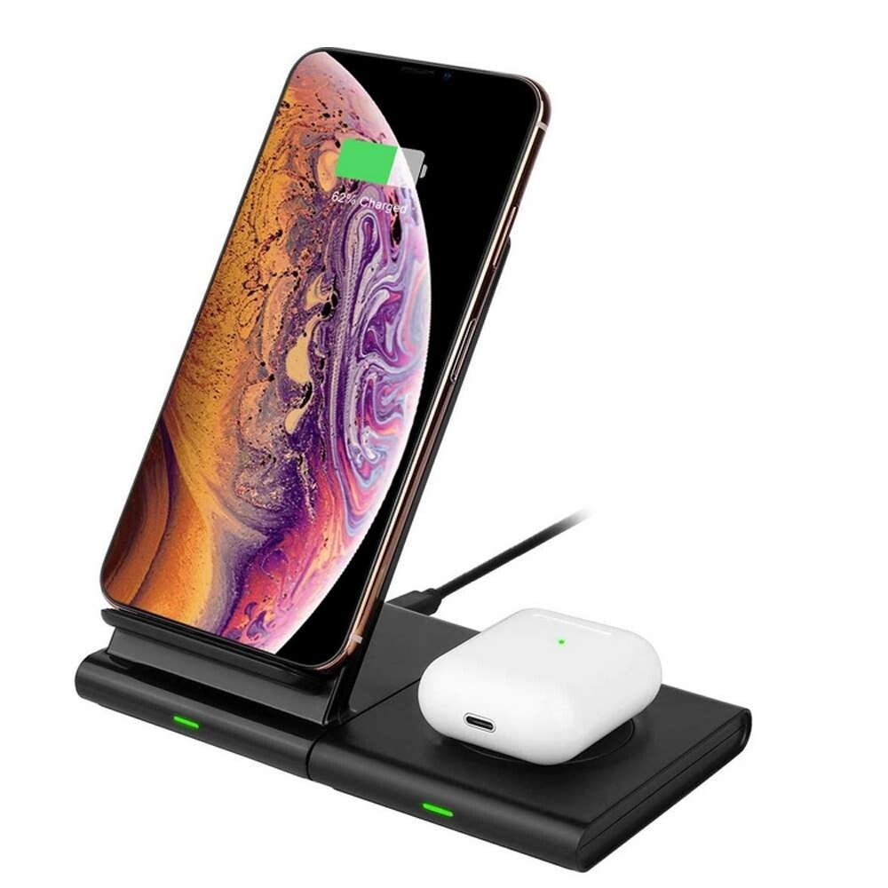2 in 1 Draadloze Oplader Magnetisch Design - Snelle Oplaadstation - voor Apple, Samsung , Huawei, etc.