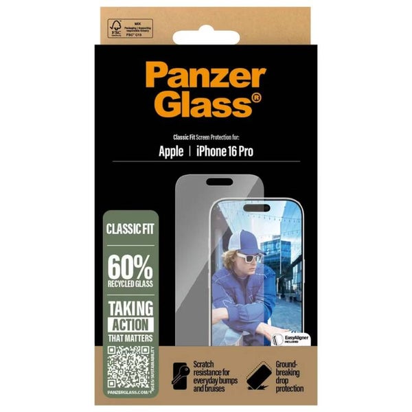 PanzerGlass Anti-Bacterial Screenprotector voor de iPhone 16 Pro