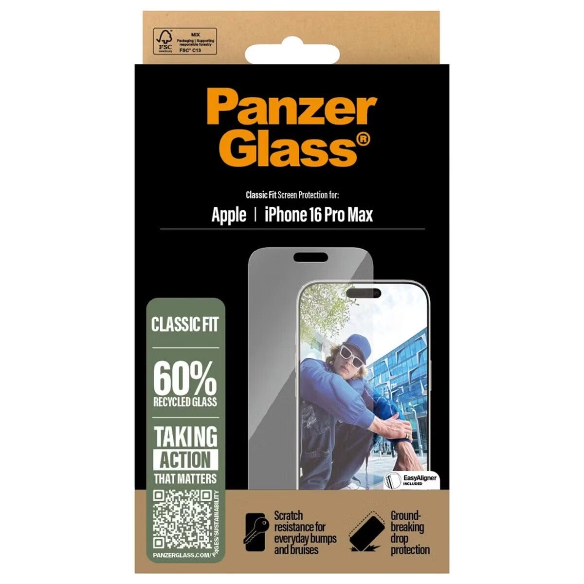 PanzerGlass Anti-Bacterial Screenprotector voor de iPhone 16 Pro Max