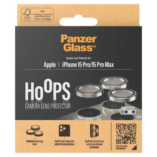 PanzerGlass Camera Protector Hoop Optic Rings voor de iPhone 15 Pro / 15 Pro Max - Natural Metal