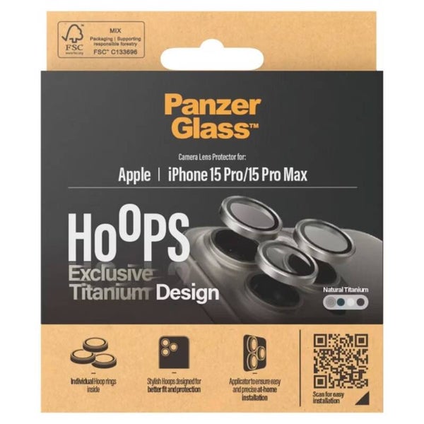 PanzerGlass Camera Protector Hoop Optic Rings voor de iPhone 15 Pro / 15 Pro Max - Natural Titanium