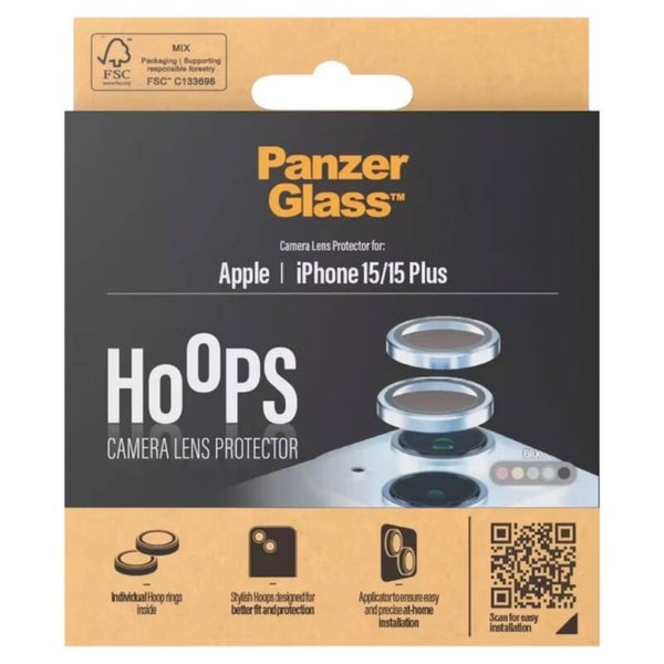 PanzerGlass Camera Protector Hoop Optic Rings voor de iPhone 15 / 15 Plus - Blue