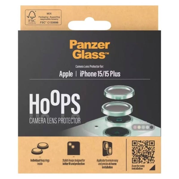 PanzerGlass Camera Protector Hoop Optic Rings voor de iPhone 15 / 15 Plus - Green