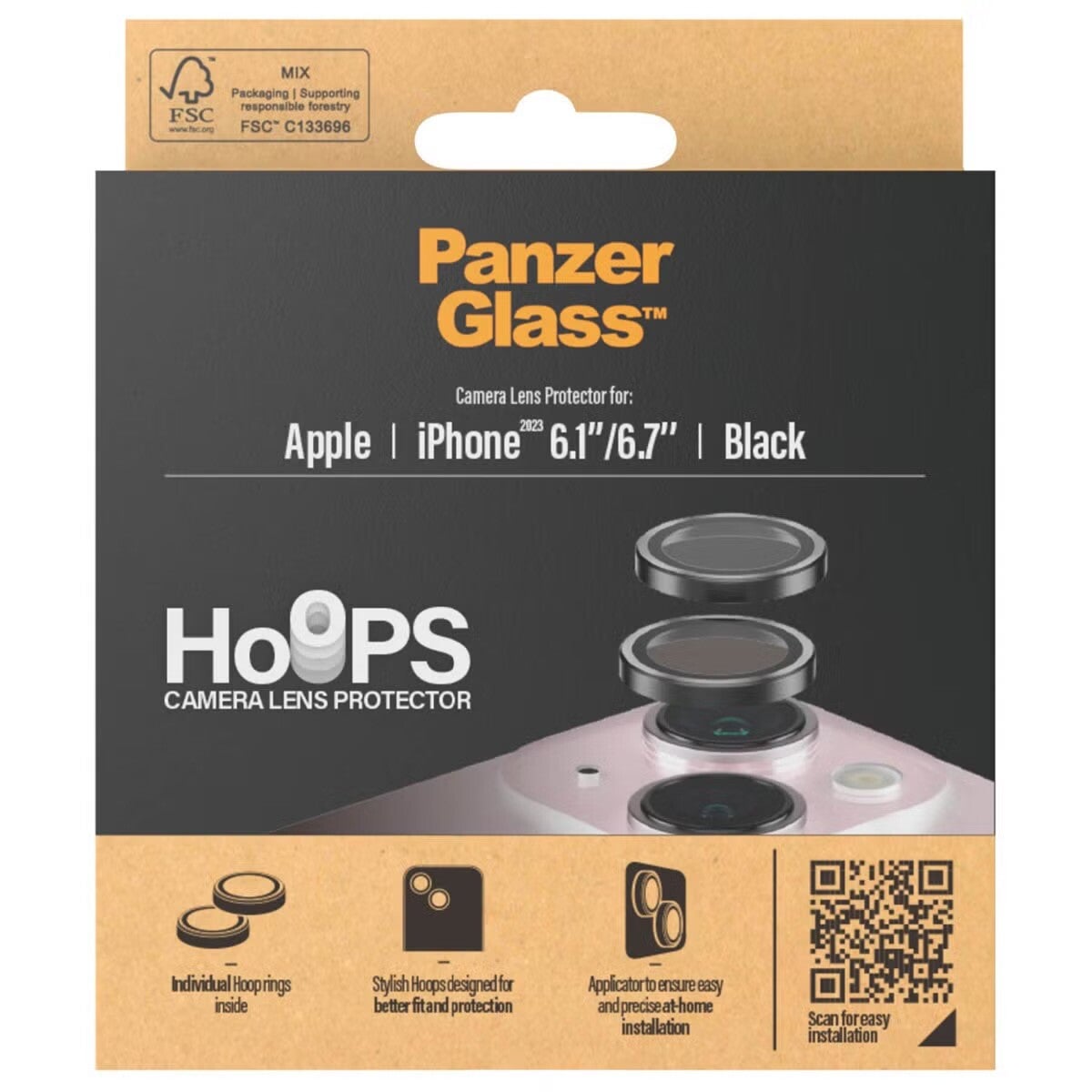 PanzerGlass Camera Protector Hoop Optic Rings voor de iPhone 15 / 15 Plus