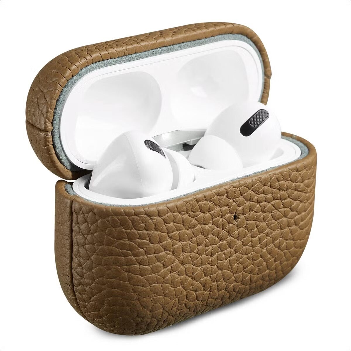 Accezz Echt Lederen Case voor de AirPods Pro 2 - Taupe