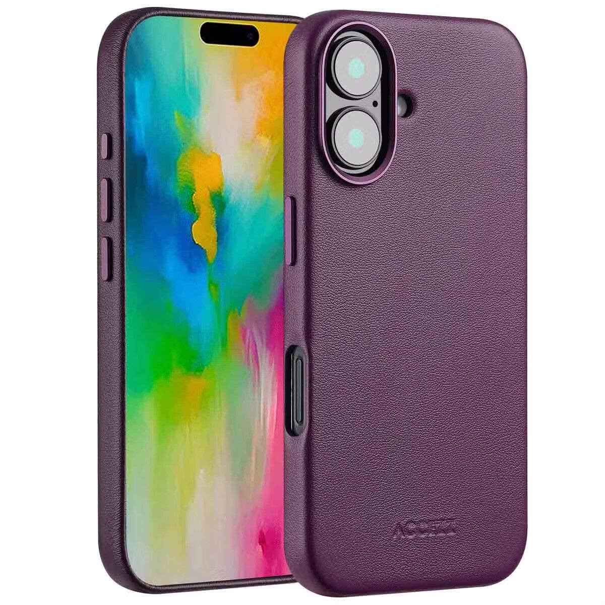 Accezz MagSafe Leather Backcover voor de iPhone 16 - Heath Purple
