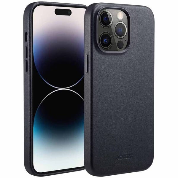 Accezz MagSafe Leather Backcover voor de iPhone 14 Pro Max - Onyx Black