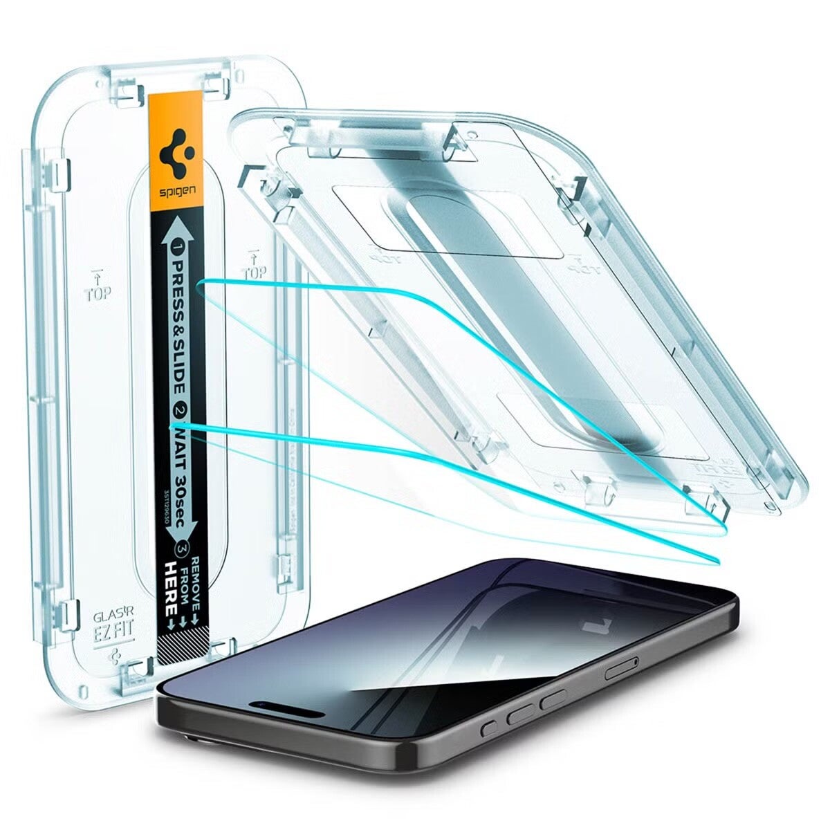 Spigen GLAStR EZ Fit Screenprotector 2 Pack + Applicator voor de Apple iPhone 15 Pro