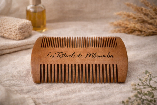 Peigne Barbe Mboumba – Bois naturel (personnalisé)