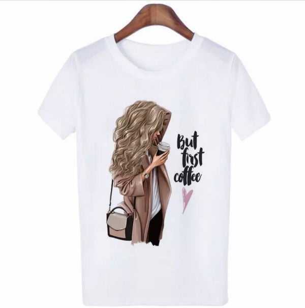 T-shirt "But first coffee" 
