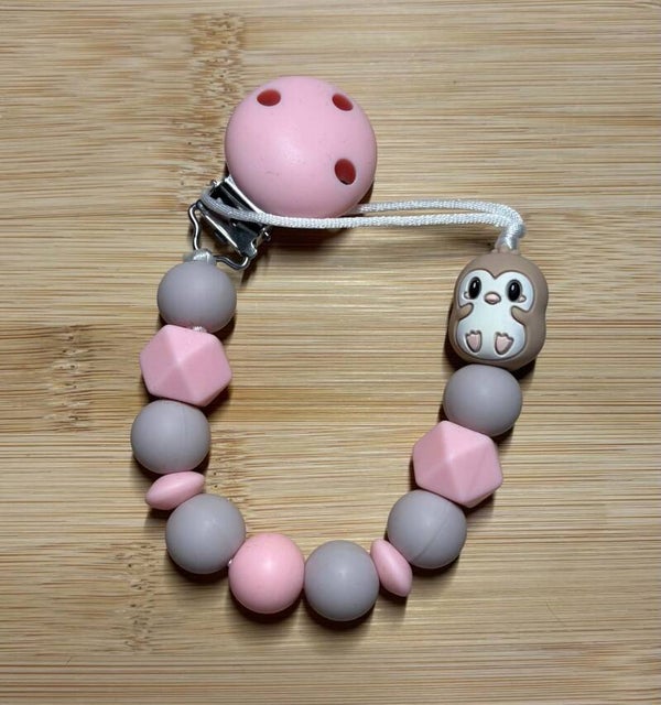 Speenkoord pinguin roze