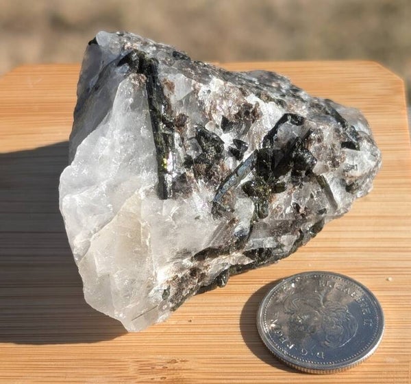 Green Tourmaline on Quartz