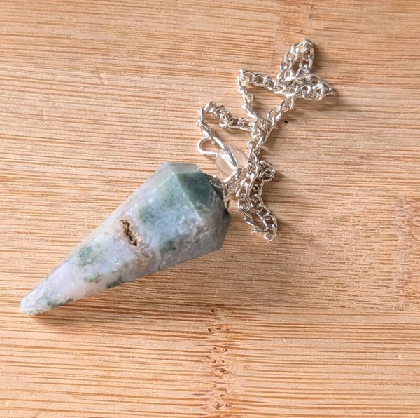 Green Moss Agate Pendulum