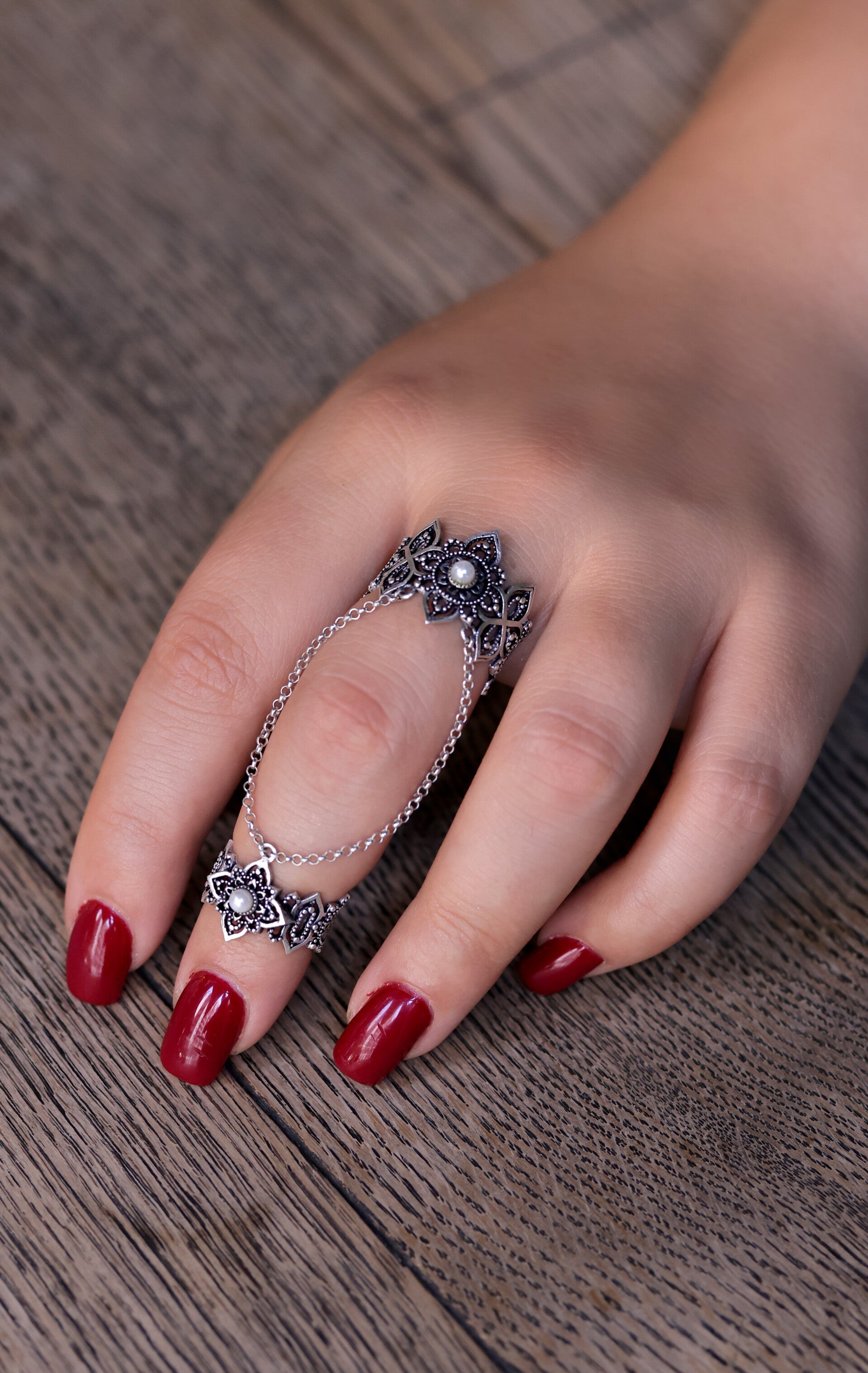 Doppelring "Divine bloom Touch" aus SIlber