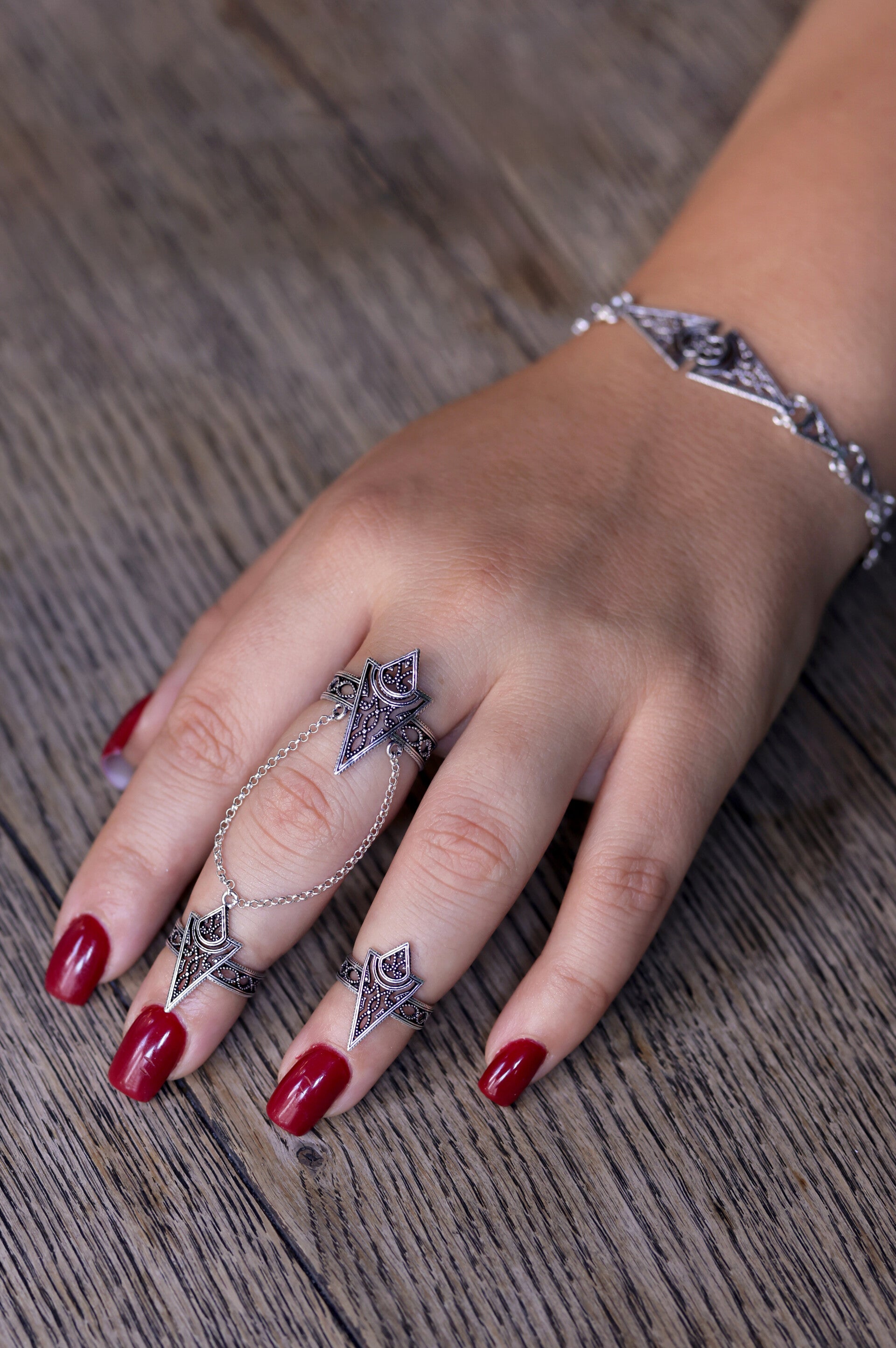 Doppelring "Sacred feminine Geometry" aus Silber