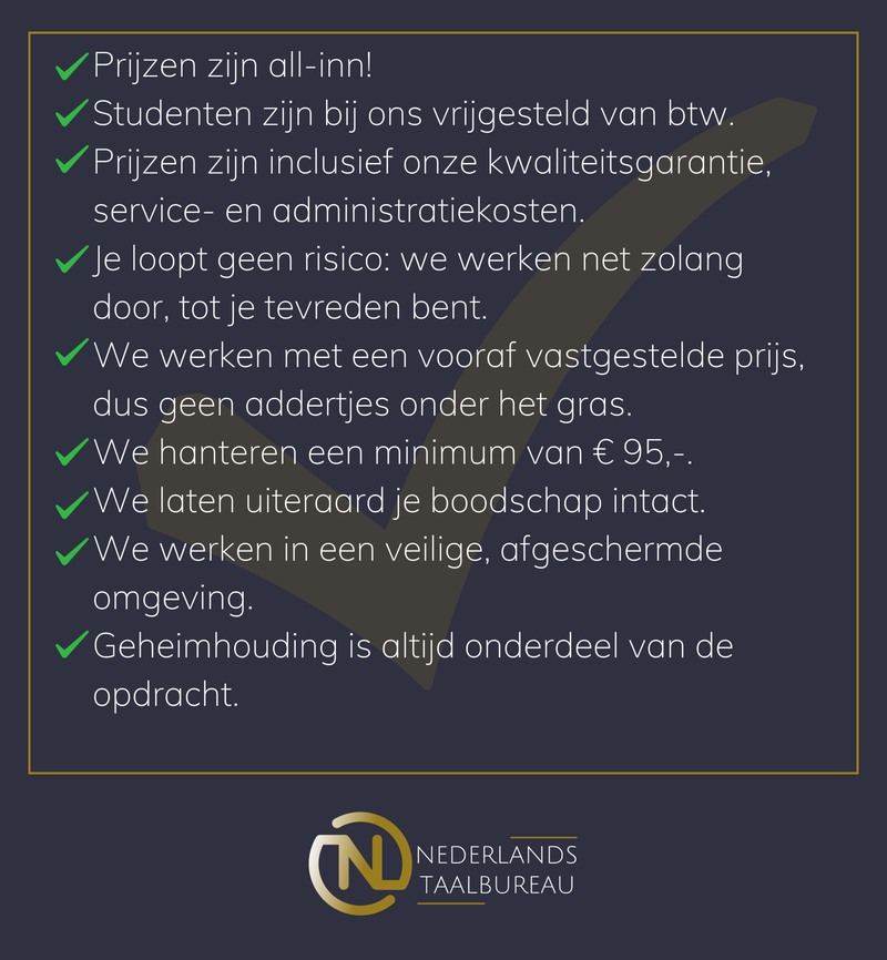 Goedkoop scriptie laten nakijken door Nederlands Taalbureau.