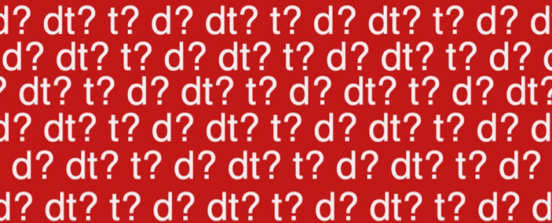 Wanneer d of dt? Afbeelding met 'dt?' erop.