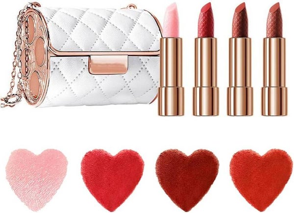 HOMPAR 4 IN-1 Velvet Lipstick set with Designer bag