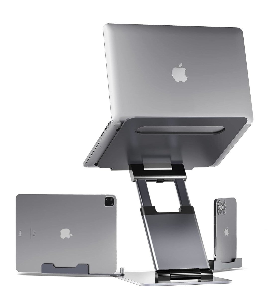 Ergonomic laptop stand, height adjustable up to 50.8 cm, laptop riser compatible with all MacBooks and 10", 15", 17" laptops.