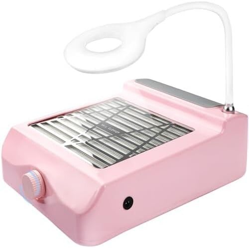 Nail Dust Collector with LED Light – Powerful 60W Electric Nail Vacuum Suction Machine with Reusable Filter for Acrylic Gel Polish
