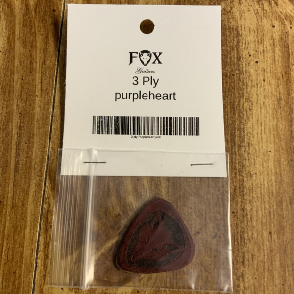 Wooden guitar pick 3 ply purpleheart