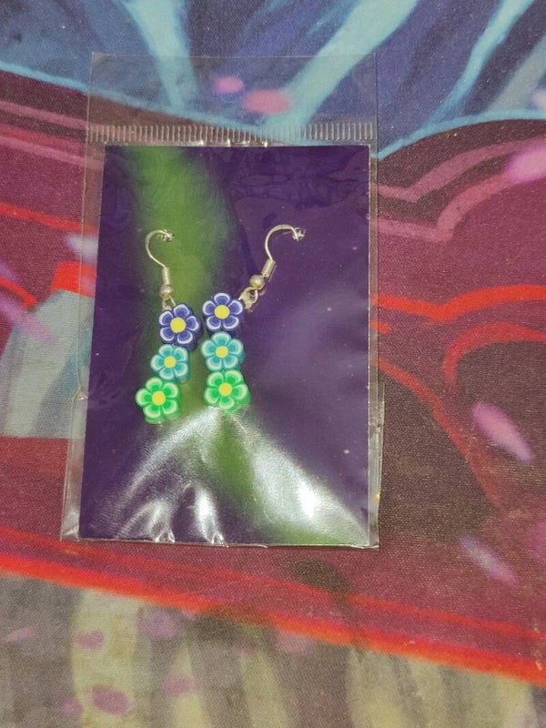 Korvakorut - kukkaketju sini-vihreä