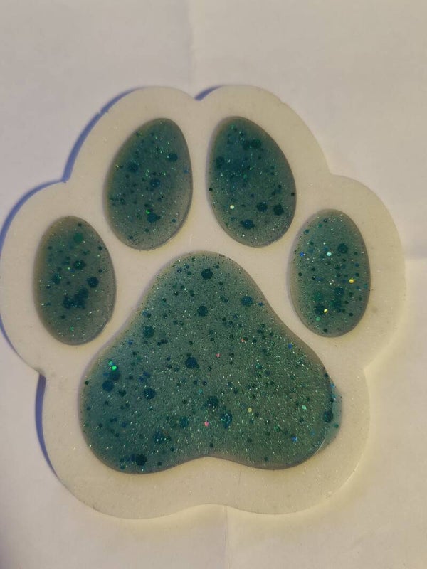 turkoosi--valkoinen lasinalunen glitterillä