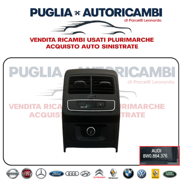 Ripiano Portaoggetti Posteriore Tunnel Centrale Audi A4 S4 B9 A5 S5 F5 Originale 8W0864376