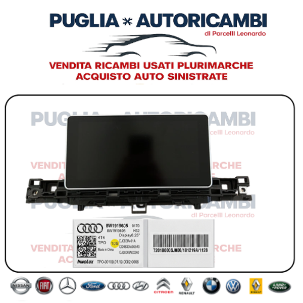 Schermo Display Multifunzione Centrale 8.2" Audi A4 A5 B9 Originale 8W1919605