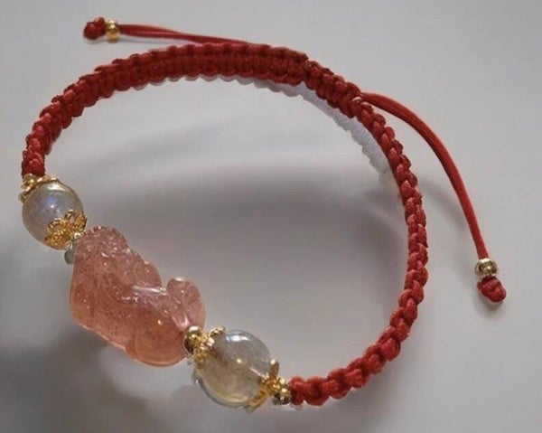 Pixiu Strawberry Quartz  Bracelet