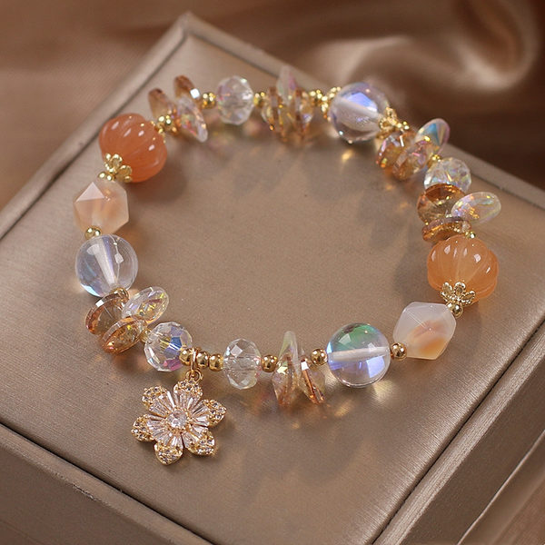 Jade Pumpkin Beads Crystal Bracelet