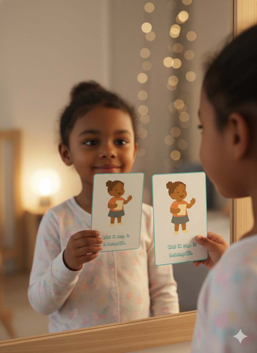 Speelse affirmatiekaarten die kinderen helpen positief te denken