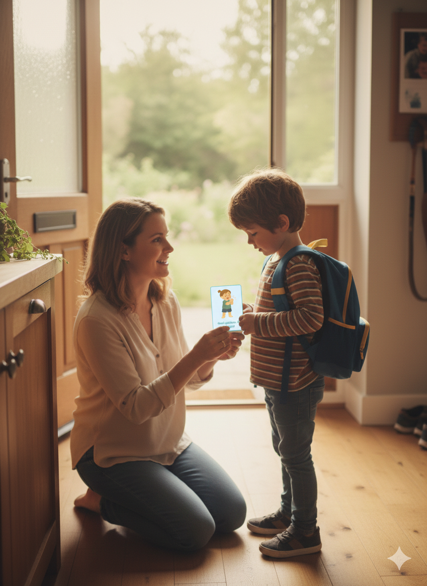 Affirmatiekaartjes voor kinderen om de overstap naar de schooldag makkelijker en positiever te maken.