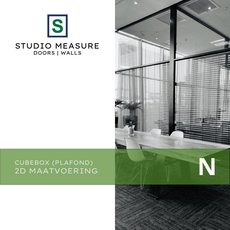 Cubebox Plafond aansluitend 2D Maatvoering